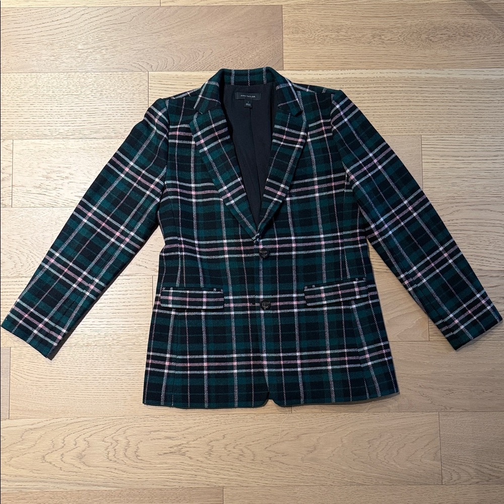 Ann Taylor Flannel Plaid Blazer